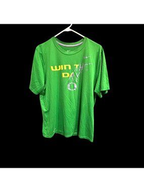 Nike Dri-Fit Green "Win The Day" Graphic T-Shirt Mens Size L